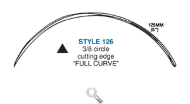 Picture of  126-5, 3/8 Circle Cutting Edge Post Mortem Suture Needle Full Curve Cutting Edge Post Mortem Suture Needles